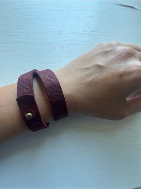 Maroon Wrap Bracelet With Latvian Motifs